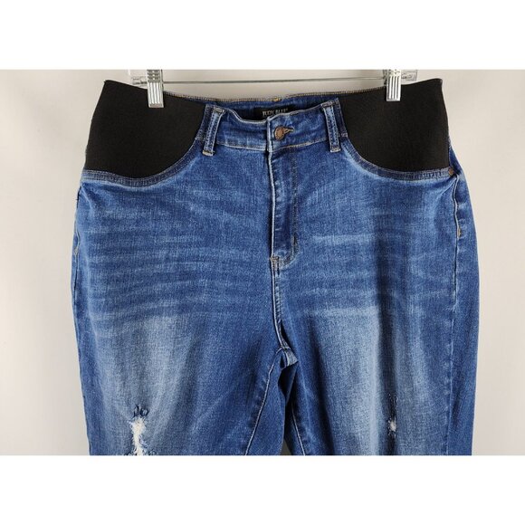 Judy Blue Jeans Womens Plus 18W Blue Bloom Maternity Destroyed Boyfriend Fit - Picture 2 of 13